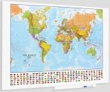 Whiteboard Skinmap magnetic, suprafata lacuita, fara cadru, modular, harta Lumii, 100 x 150 cm Rocada